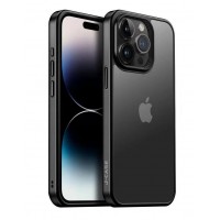 Чехол-накладка J-Case для iPhone 15 (Черный-прозрачный)