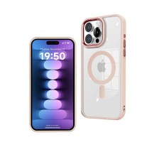 Чехол-накладка J-Case MagSafe для iPhone 15 Pro (Розовый-прозрачный)