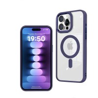 Чехол-накладка J-Case MagSafe для iPhone 15 Pro (Фиолетовый-прозрачный)