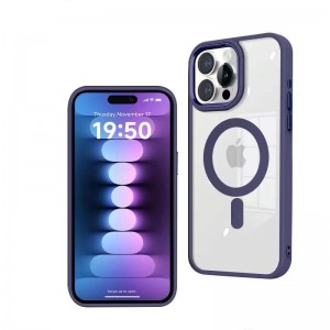Чехол-накладка J-Case MagSafe для iPhone 15 (Фиолетовый-прозрачный)