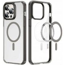 Чехол-накладка MUTURAL MagSafe для iPhone 15 Pro (Прозрачный-серебро)