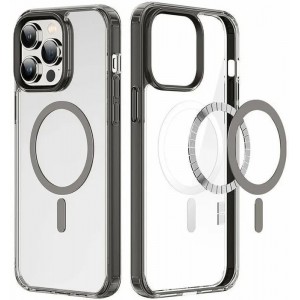 Чехол-накладка MUTURAL MagSafe для iPhone 15 Pro Max (Прозрачный-черный)