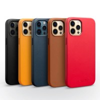 Кожаный чехол QIALINO Nappa Leather Case Magsafe для iPhone 14 Pro (темно-синий)