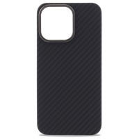 Чехол Carbon Aramid fiber Magsafe для iPhone 15 Pro Max (черный)