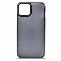 Чехол пластиковый Carbon Transparent для iPhone 15 (черный)