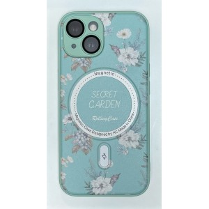 Чехол-накладка AG-Case Fashion Flowers для iPhone 15 (Зеленый)