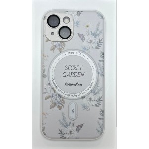 Чехол-накладка AG-Case Fashion Flowers для iPhone 15 (Белый)