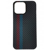 Чехол Carbon Big Hole Ring MagSafe для iPhone 15 Pro (черный-синий-красный)