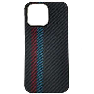 Чехол Carbon Big Hole Ring MagSafe iPhone 15 Pro Max (черный-синий-красный)