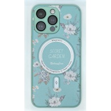 Чехол-накладка AG-Case Fashion Flowers для iPhone 15 Pro Max (Зеленый)