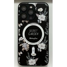 Чехол-накладка AG-Case Fashion Flowers для iPhone 15 Pro Max (Черный)
