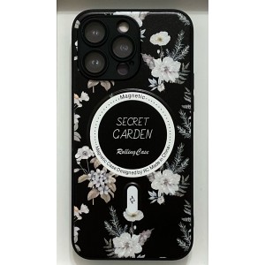 Чехол-накладка AG-Case Fashion Flowers для iPhone 15 Pro (Черный)