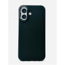 Чехол-накладка Carbon Big Hole MagSafe 600D для iPhone 16 (Черный)
