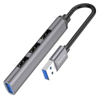 USB Хаб HOCO HB26 4in1 USB to 2xUSB3.0+2xUSB2.0 13cm (Черный)