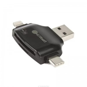 Кардридер COTEetCi 83014-BK 4in1 Type-C/USB 3.0/Lightning to MicroSD - SDCard (черный)