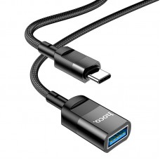 Переходник HOCO U107 Type-C(штекер) to USB-A(гнездо) 1.2m (черный)