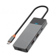 USB-C Хаб WiWU Linker A721HD 2xUSB3.1, USB-C 3.1, PD(100W), SD/TF Card, HDMI (Серый)