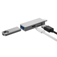 USB-C Хаб WiWu T02 Pro 2xUSB-A/Type-C (серый)