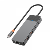 USB-C Хаб WiWU Linker A923RPT 2xUSB-A/2xUSB3.1/TF/SD/LAN/PD100W/USB-C (Серый)