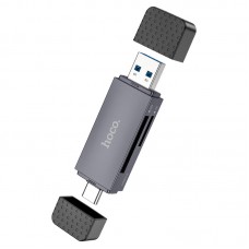 Кардридер HOCO HB45 Spirit 2-in-1 USB/Type-C 3.0/ TF/SD Card (Металлический серый)