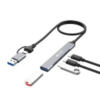 USB-C/USB-A Хаб COTECi OF-003 USB-A 3.0/3xType-C (Серый)