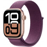 Apple Watch Series 10, 42 мм, корпус из алюминия цвета «Розовое золото», ремешок Sport цвета «Plum».