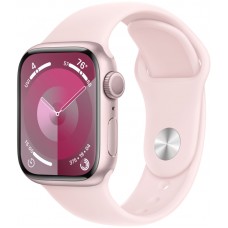 Apple Watch Series 9, 41 мм, корпус из алюминия цвета «Розовый», спортивный ремешок "Светлый розовый"