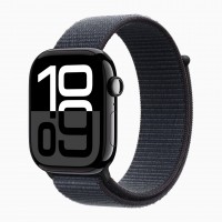 Apple Watch Series 10, 42 мм, корпус из алюминия цвета «Черный глянец», ремешок Sport цвета «Ink».