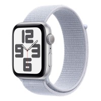 Apple Watch SE 2, 44 мм, корпус из алюминия цвета «Серебро» ремешок Sport цвета «Blue Cloud».