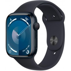 Apple Watch Series 9, 41 мм, корпус из алюминия цвета «Темная ночь», спортивный ремешок "Темная ночь".