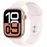 Уценка Apple Watch Series 10, 46 мм, корпус из алюминия цвета «Розовое золото», спортивный ремешок цвета «Румянец»