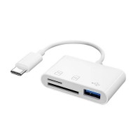 Кардридер COTEetCi 33020 3in1 USB-C to MicroSD/SDCard/USB-A (белый)