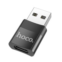 Переходник HOCO UA17 USB-A(штекер) to TypeC(гнездо) (черный)