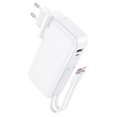 Внешний аккумулятор 10000mAh HOCO J126 2in1 22.5W (US/EU), USB-A+Type-C, кабель Type-C+Lightning (Белый)