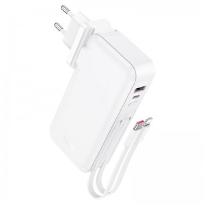 Внешний аккумулятор 10000mAh HOCO J126 2in1 22.5W (US/EU), USB-A+Type-C, кабель Type-C+Lightning (Белый)