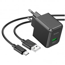 Зарядное устройство HOCO CS12A USB-A 18W QC3.0, кабель Type-C to USB-A 1m (черный)