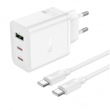 Зарядное устройство HOCO N50 45W 2xType-C/USB-A + кабель Type-C 1m (белый)