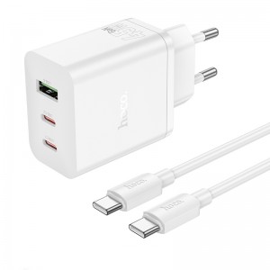 Зарядное устройство HOCO N50 45W 2xType-C/USB-A + кабель Type-C 1m (белый)