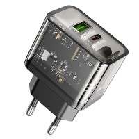 Зарядное устройство HOCO N34 USB-A/Type-C 20W QC3.0/PD20W + Type-C to Lightning 1m (Черный)