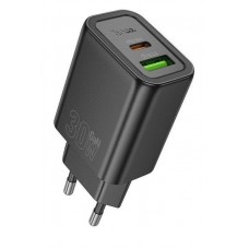Зарядное устройство HOCO N63 30W Type-C/USB-A, кабель Type-C to Lightning 1m (черный)