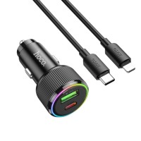 АЗУ HOCO NZ14A 38W UCB-C+USB-A, PD20W+QC3.0, кабель Type-C to Lightning 1m (Черный)