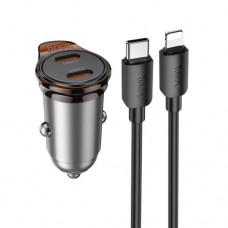 АЗУ HOCO NZ16B 45W UCB-C+USB-C, PD25W+PD20W, кабель Type-C to Lightning 1m (черный)