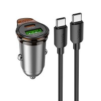 АЗУ HOCO NZ16B 45W UCB-C+USB-C, PD25W+PD20W, кабель Type-C to Type-C 1m (черный)