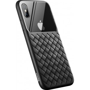 Чехол Baseus для iPhone XS Max Glass & Weaving WIAPIPH65-BL01 (черный)