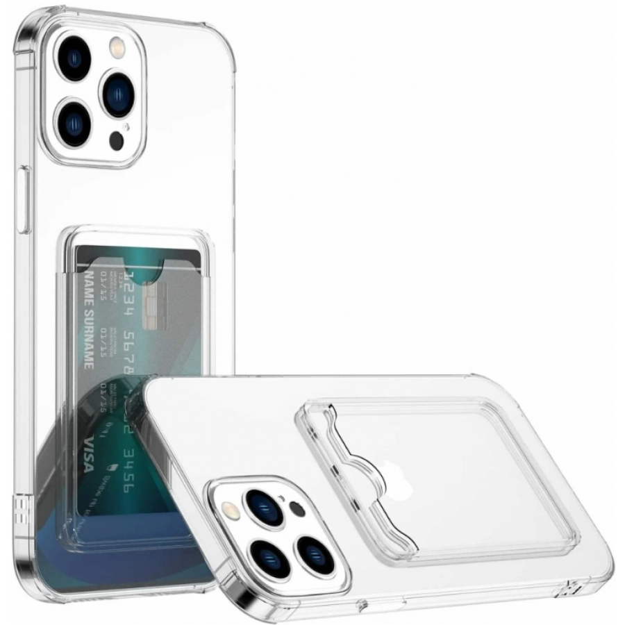 Чехол силиконовый Card Case для iPhone 14 Pro Max (прозрачный) | IMarket |  Чита