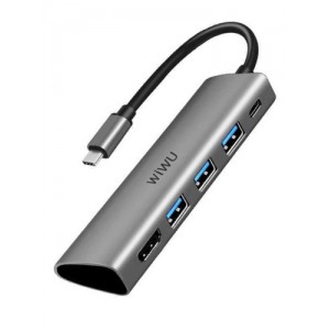USB-C Хаб WiWu Alpha A531H HDMI/3xUSB3.0/USB-C (серый)