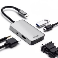 USB-C Хаб WiWu Alpha 513HVP USB-C/HDMI/VGA/3.5mm/USB (серый)