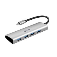 USB-C Хаб WiWu Alpha A440 4xUSB (серый)