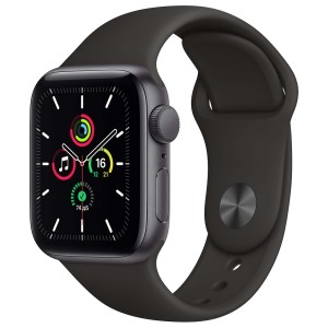 Apple Watch SE 2, 44 мм, корпус из алюминия цвета «темная ночь», спортивный ремешок цвета «темная ночь».