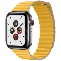 Кожаный блочный ремешок COTEetCI WH5205-ML Leather Loop 38/40mm для Apple Watch (желтый)
